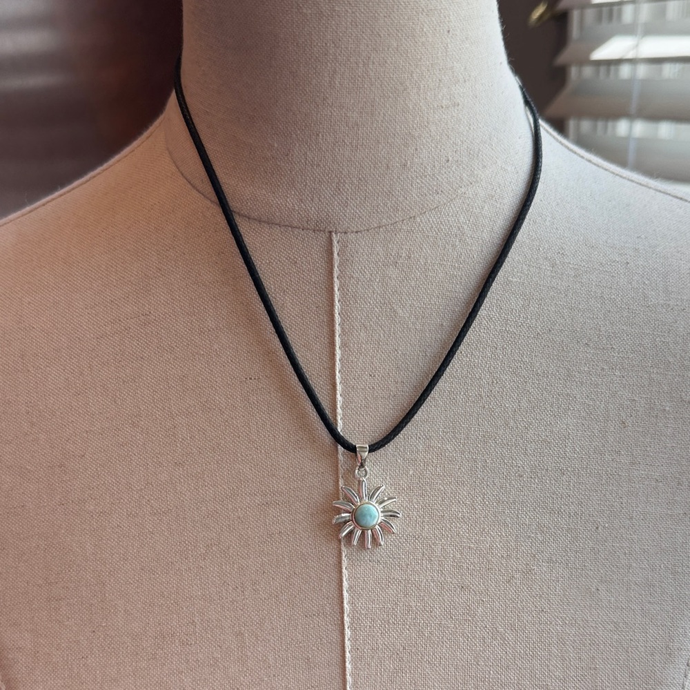 Turquoise Sunburst Pendant Necklace